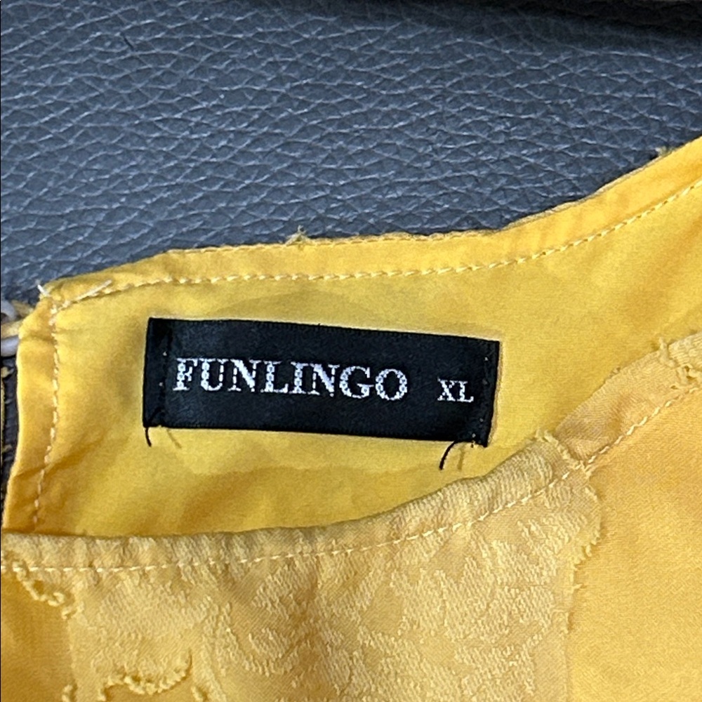 Funlingo Yellow Floral Long Sleeve Blouse size XL - Picture 3 of 5